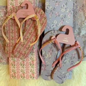 LoveShackFancy Havaianas Ballet Rose Pink Floral Flip Flops 5 6 36